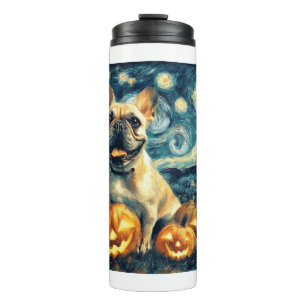 Garrafa Térmica Bulldog Francês de van gogh noite estrelada hallow