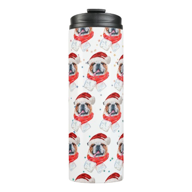 Garrafa Térmica Bulldog Inglês Raça de Cachorro Natal (Frente)