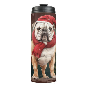 Garrafa Térmica Bulldog na Neve Natal