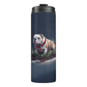 Garrafa Térmica Bulldog Natal neve inverno