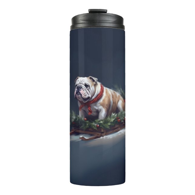 Garrafa Térmica Bulldog Natal neve inverno (Frente)