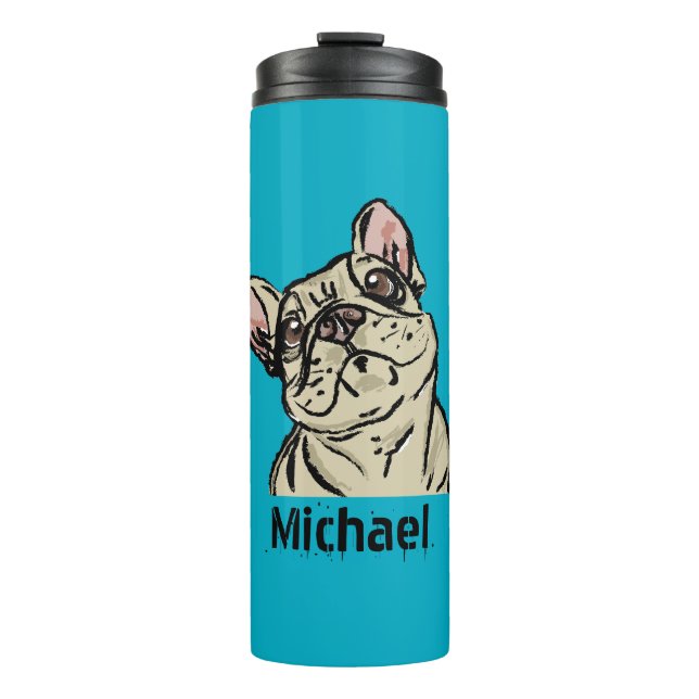 Garrafa Térmica Bulldogue francês grafitado (Frente)