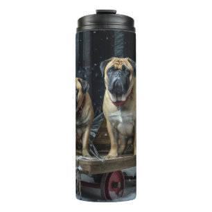 Garrafa Térmica Bullmastiff Neve Trenó Natal Decoração