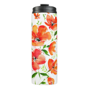 Garrafa Térmica Buquê de aquarelas de flores de papoila ornamenta