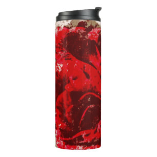 Garrafa Térmica Buquê do Tumbler Térmico de Aquarela do Rosa verme