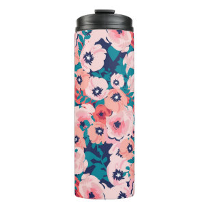 Garrafa Térmica Buquê Floral de Aquarela: Peões Vintage.