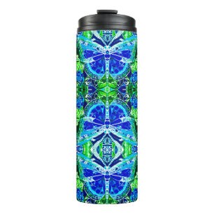Garrafa Térmica Butterfly e Medallion Batik Padrões em Azul