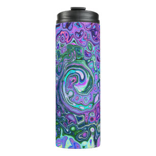 Garrafa Térmica Cabeça de Abstrato retrógrada verde e roxa