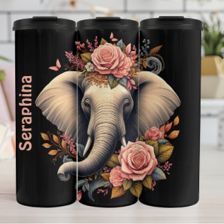Garrafa Térmica Cabeça de Elefante ornamentado: Detalhes do Ouro
