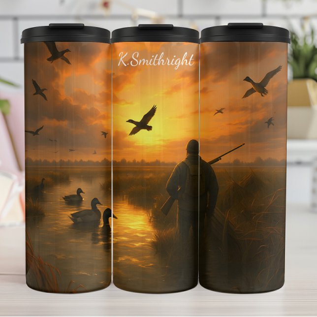 Garrafa Térmica Caçador no Sunset Marsh com Patos (Criador carregado)