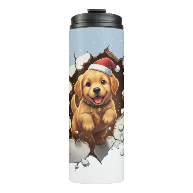 Garrafa Térmica Cachorrinho Divertido de Natal (Frente)