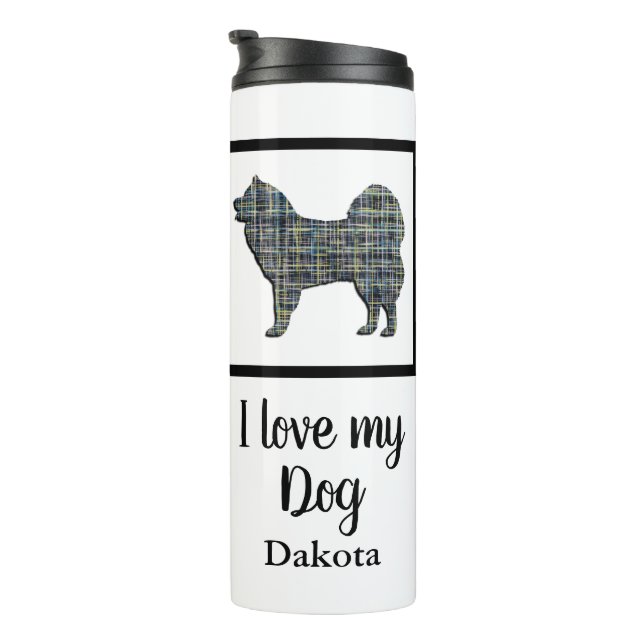 Garrafa Térmica Cachorro Amarelo e Azul Silhueta (Rotação à direita)