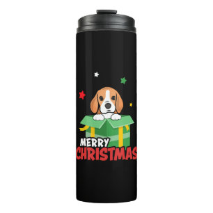 Garrafa Térmica Cachorro Beagle Papai Noel Amantes Natal Feliz