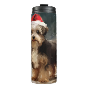 Garrafa Térmica Cachorro Biewer Terrier na Neve Natal