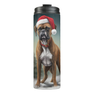 Garrafa Térmica Cachorro Boxer na neve de Natal