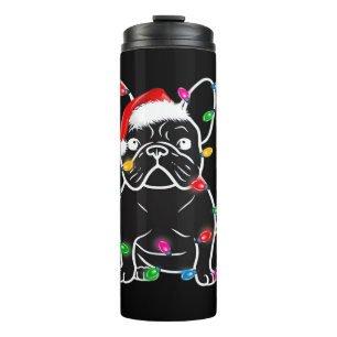 Garrafa Térmica Cachorro Bulldog Francês Engraçado Luzes de Natal 