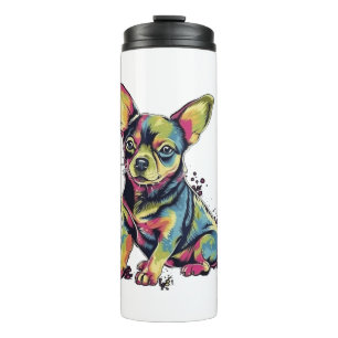 Garrafa Térmica Cachorro Cachorro de Pintura do Abstrato Chihuahua