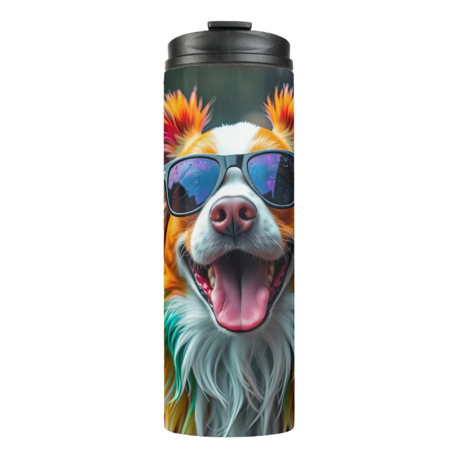 Garrafa Térmica Cachorro Colorido Splash Arte Pop (Frente)