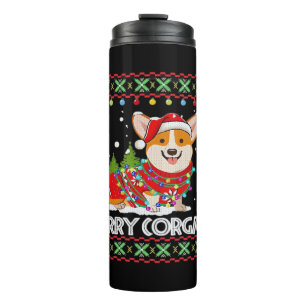 Garrafa Térmica Cachorro Corgi Feliz Corgmas Papai Noel Corgi Nata