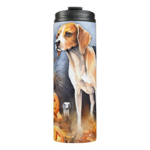 Garrafa Térmica Cachorro de Caça Inglês Americano do Dia das Bruxa