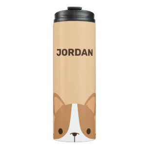 Garrafa Térmica Cachorro de Corgi Bonito com Nome Personalizado