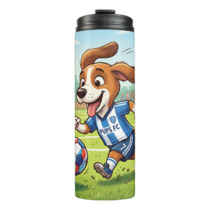 Garrafa Térmica Cachorro de Desenho Animado Jogando Futebol