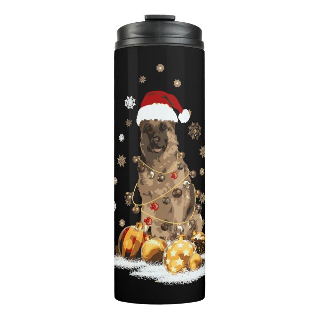 Garrafa Térmica Cachorro de Natal german shepherd Claro Feio (Frente)