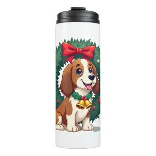 Garrafa Térmica Cachorro do Basset Hound Jingle Bells