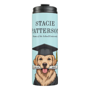 Garrafa Térmica Cachorro do Retriever do Ouro de Graduação Persona