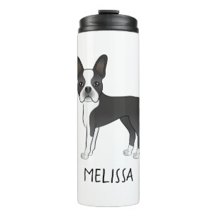 Garrafa Térmica Cachorro e Nome do Cartoon Black and White Boston