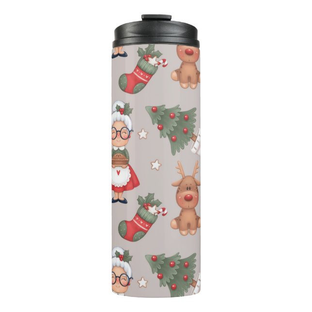 Garrafa Térmica Cachorro e Víblias de Natal com Neve (Frente)
