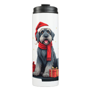 Garrafa Térmica Cachorro Giant Schnauzer Festas de Natal Feriado P