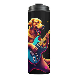 Garrafa Térmica Cachorro Golden Retriever Tocando Violão Elétrico