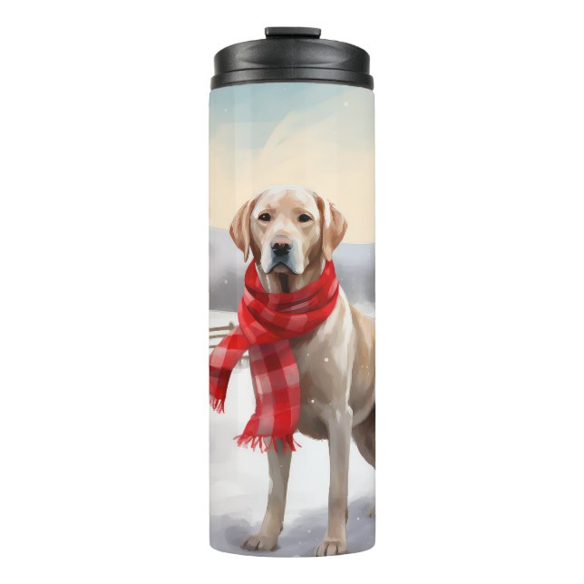Garrafa Térmica Cachorro Labrador na Neve Natal (Frente)