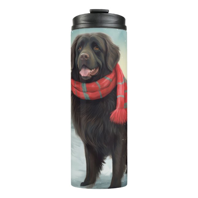 Garrafa Térmica Cachorro na Terra Nova no Natal da Neve (Frente)