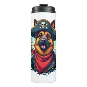 Garrafa Térmica Cachorro Pastor Alemão Pirata Cópia