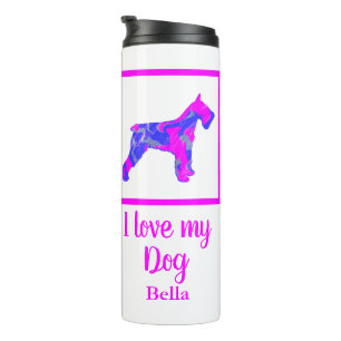Garrafa Térmica Cachorro Pet Cachorro Quente Rosa e Silhuário Azul