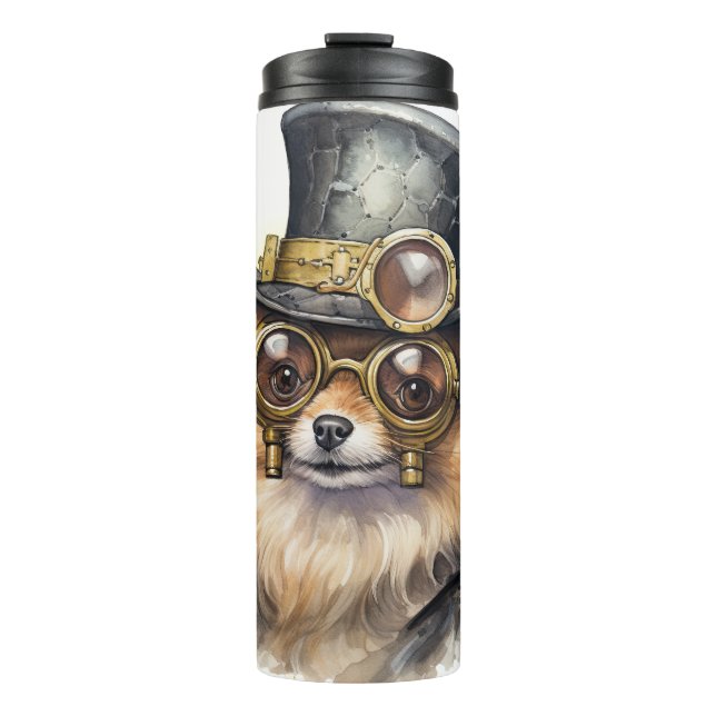 Garrafa Térmica Cachorro Pomerânia Steampunk (Frente)