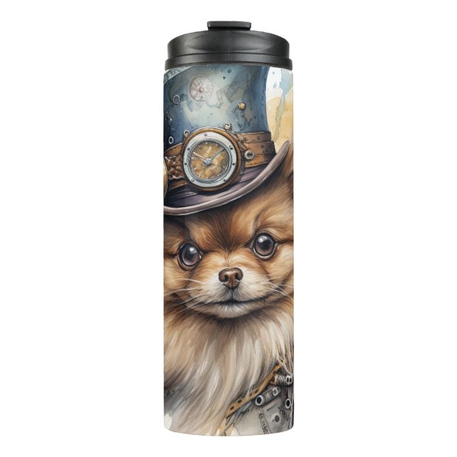 Garrafa Térmica Cachorro Pomerânia Steampunk (Frente)