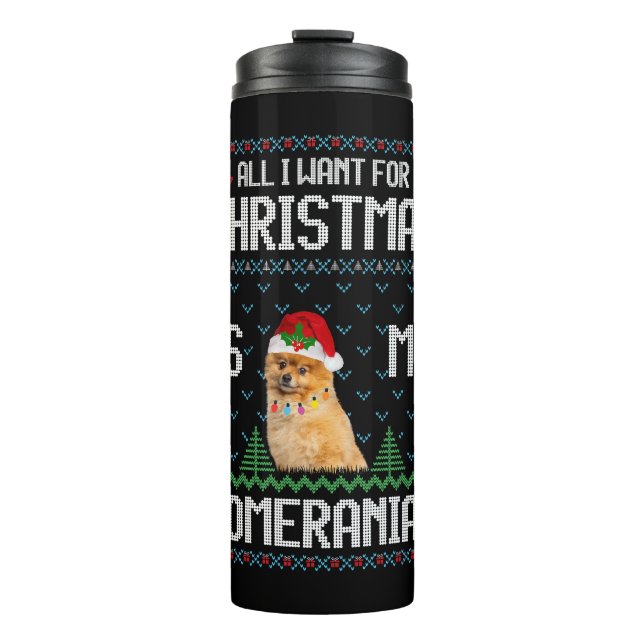 Garrafa Térmica Cachorro Pomerano Suor de Natal Feio (Frente)