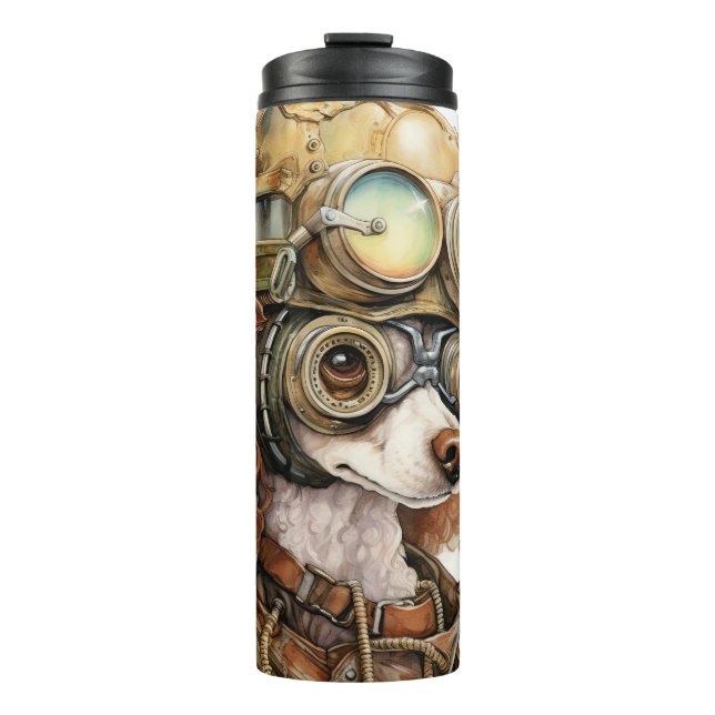 Garrafa Térmica Cachorro Poodle Steampunk (Frente)