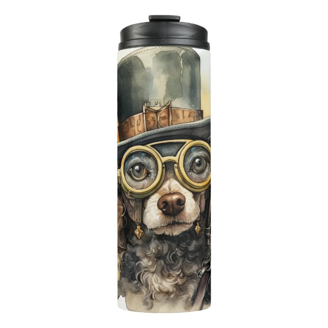 Garrafa Térmica Cachorro Poodle Steampunk (Frente)