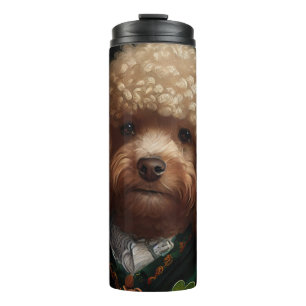 Garrafa Térmica Cachorro Poodle vestido para o Dia de São Patrício