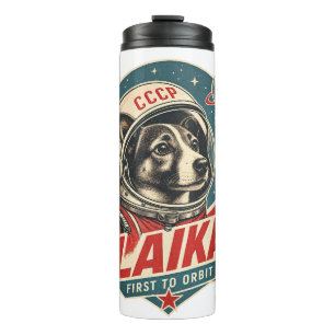 Garrafa Térmica Cachorro Primeiro a Orbitar Retro Vintage Cachorro