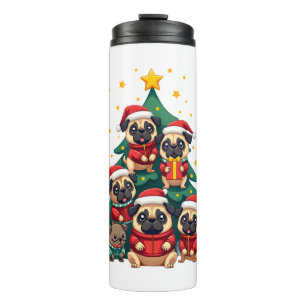Garrafa Térmica Cachorro Pugs Árvore de Natal Fofo Natal (3)