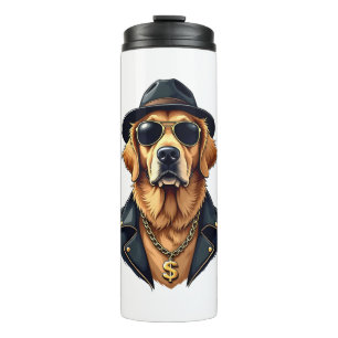 Garrafa Térmica Cachorro Retriever Dourado Vintage Legal de Óculos