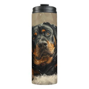 Garrafa Térmica Cachorro Rottweiler Festivo de Natal