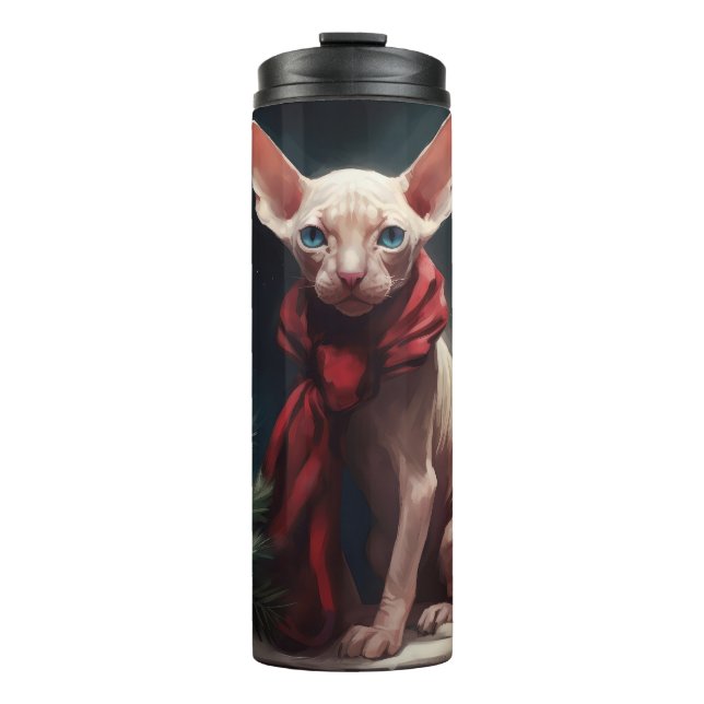 Garrafa Térmica Cachorro Sphynx na Neve Natal (Frente)
