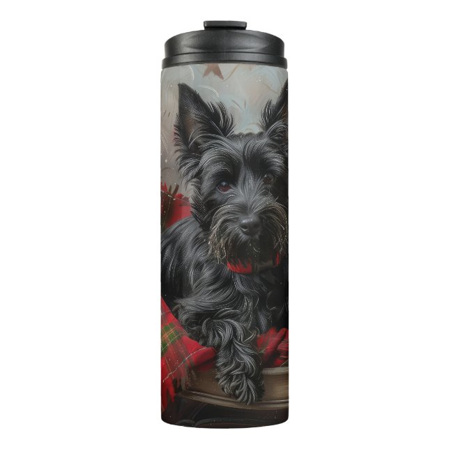 Garrafa Térmica Cachorro Terrier Escocês Natal Festivo (Frente)