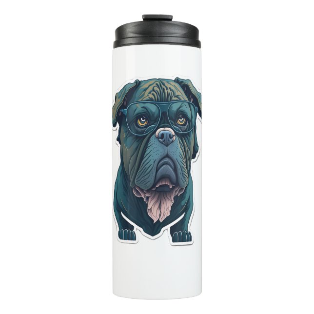 Garrafa Térmica Cachorro verde com óculos (Frente)